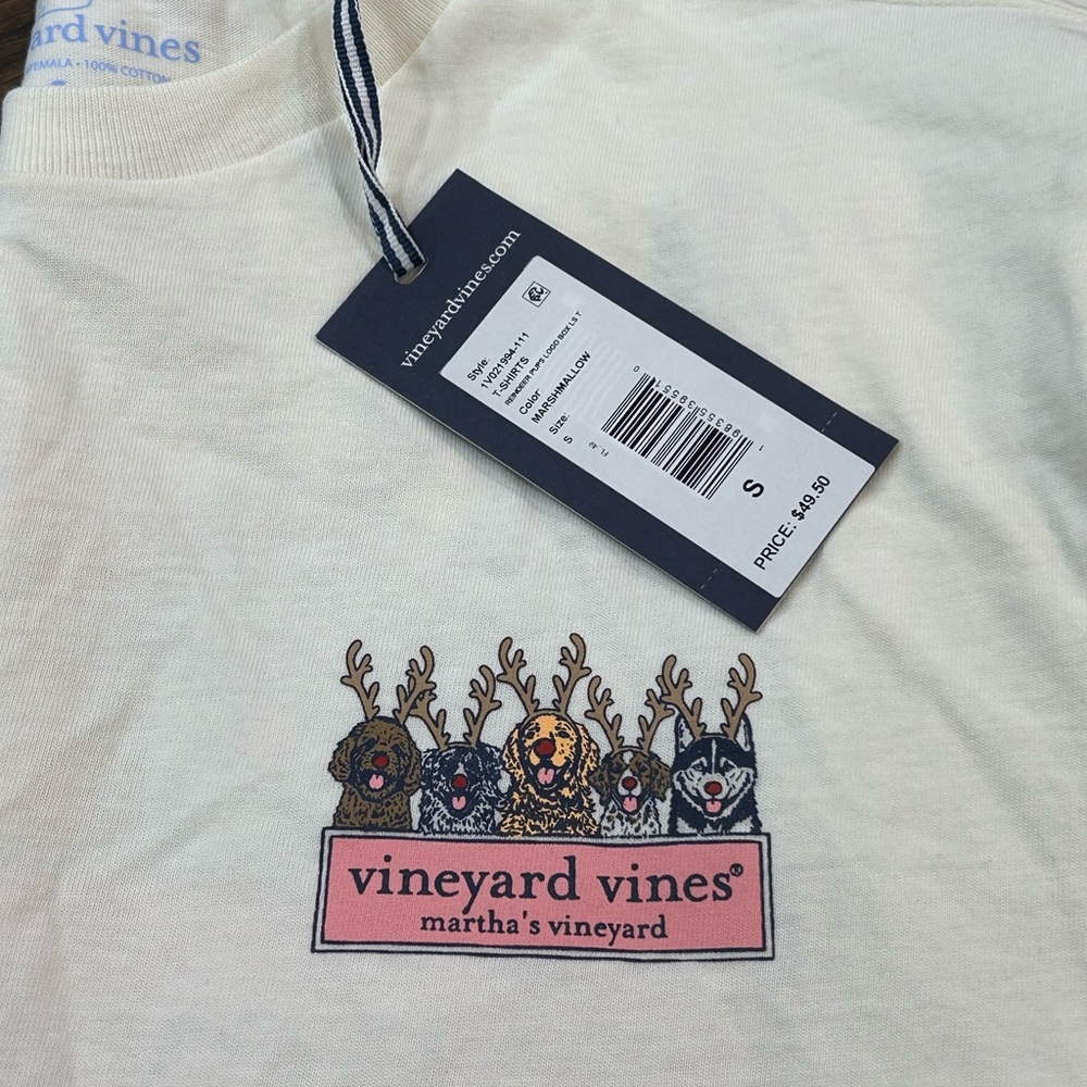 Vineyard Vines Dog Reindeer Graphic Tee Size Small HUSKY